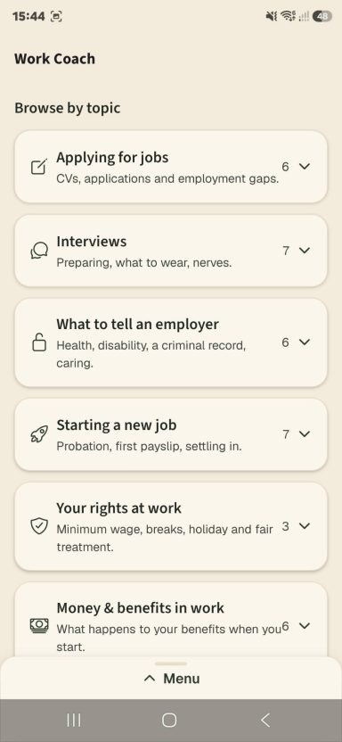 Employment Managed app screen
