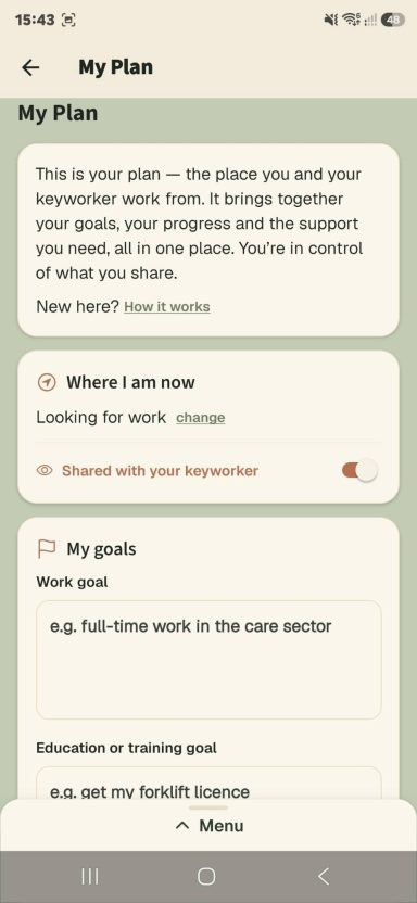 Employment Managed app screen