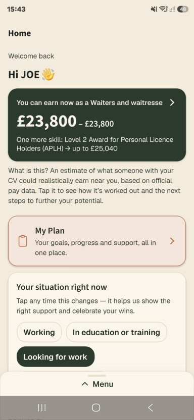 Employment Managed app screen