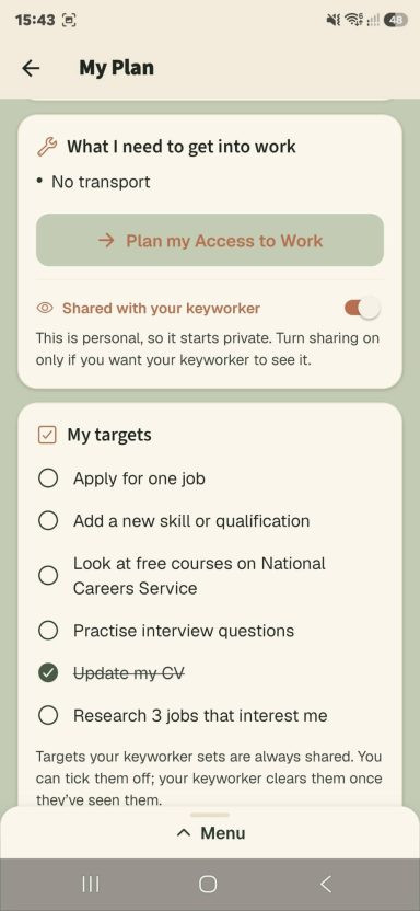 Employment Managed app screen